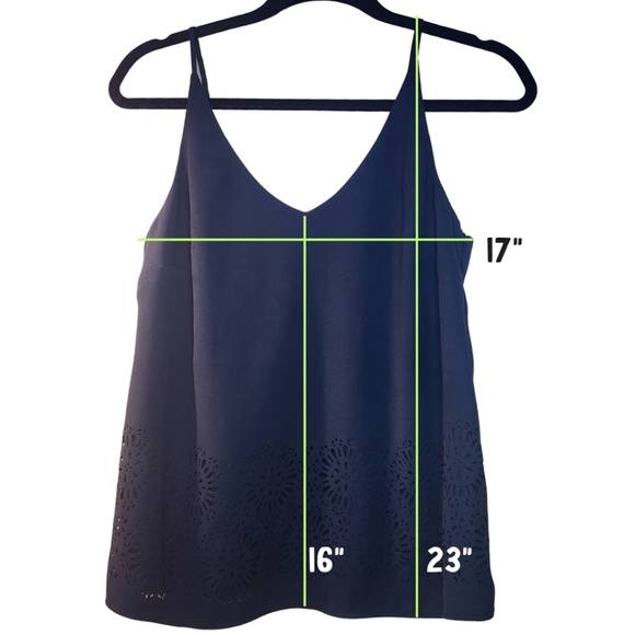 Banana Republic Petite Small Navy Shell Blouse Strappy Tank with Cut-out Detail - Picture 8 of 9